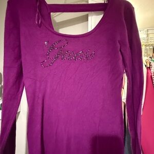 Guess Women's Vibrant Purple Long Sleeve Blouse